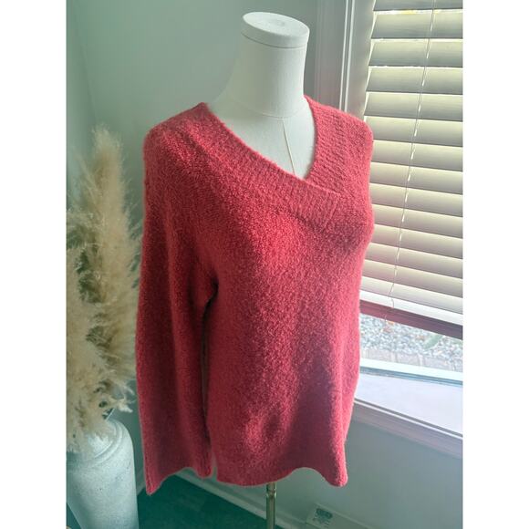 NWT Anthropologie Clayton Wool Blend Teddy V Neck Sweater Women’s XXS Rose Pink - Picture 5 of 9